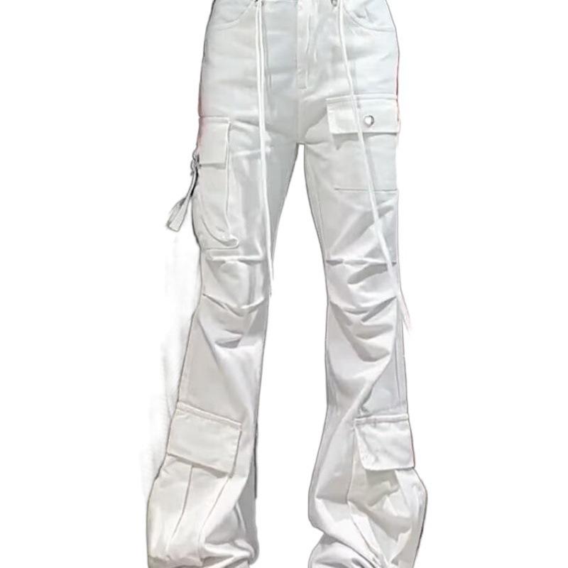 Women's Retro Micro-Flared Cargo Pants with Pockets - Spring/Autumn 2024 Collection