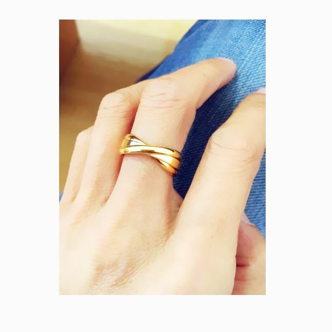 Gold Triple Twist Open Ring for Women