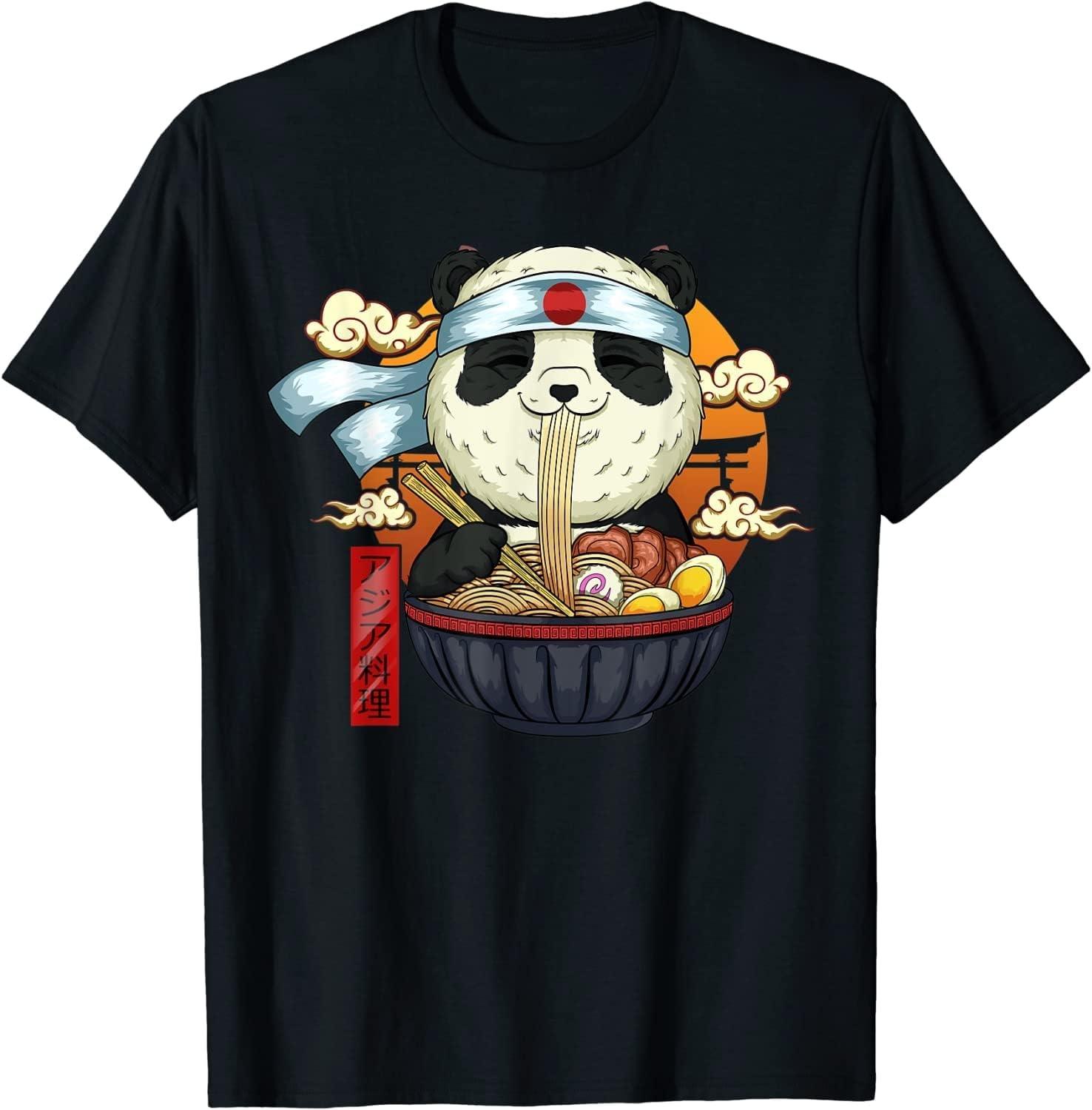 YBAB Ramen Panda Japanese Kawaii Ramen Anime Shirt for Girls Boys T-Shirt XXXXXL чёрный
