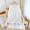 Pure Cotton Double-layer Yarn Nightdress Women's Spring and Summer New Round Neck Pure Cotton Medium and Long Dress Can Be Worn Outside Loungewear