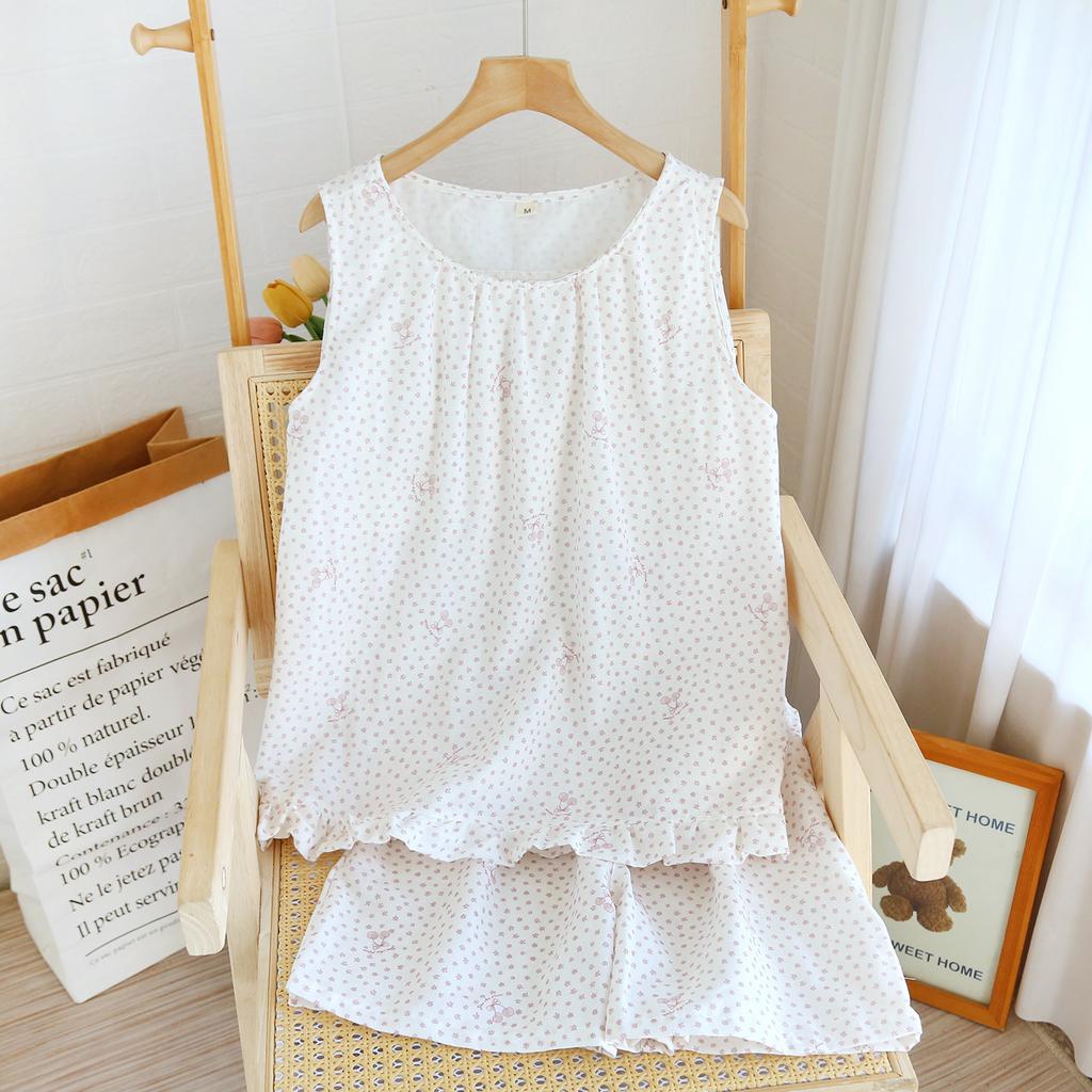 Pure Cotton Double-layer Yarn Nightdress Women's Spring and Summer New Round Neck Pure Cotton Medium and Long Dress Can Be Worn Outside Loungewear