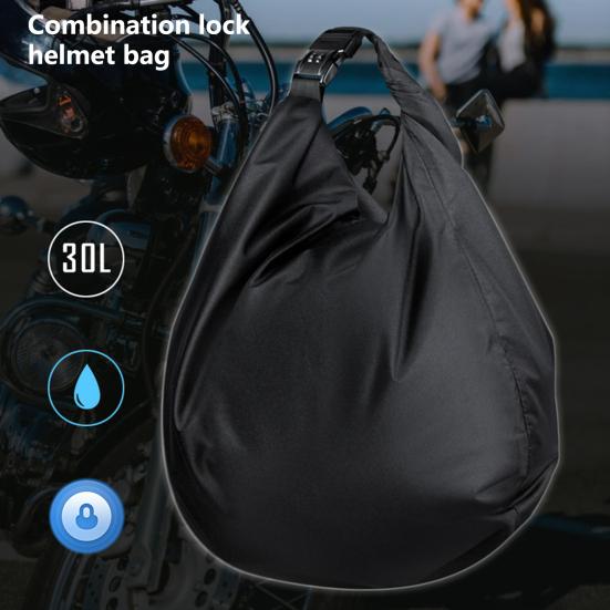 Bolsa para Capacete 30L Grande Capacidade à Prova de Poeira Anti-perda Dobrável Trava para Capacete de Motocicleta Bolsa para Pilotagem Ciclismo ao Ar Livre