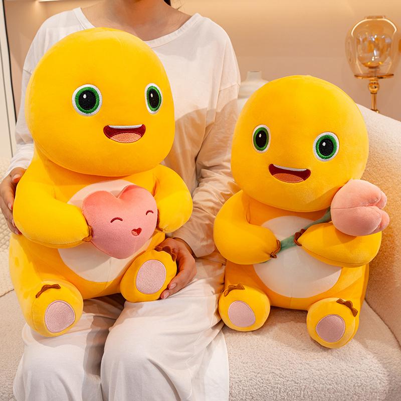 Soft Cute Nailong Milk Dragon Plush Toy Stuffed Animals Dinosaur with Heart Rose Flower Cuddly Plushie for Kids Birthday Gift