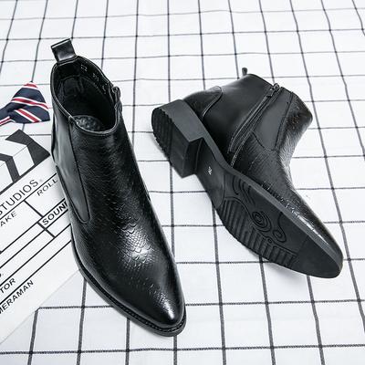 Luxury Brand Men's Banquet Dress Shoes Groom's Wedding Pointed Formal Shoes Winter High Top Men's Ankle Boots Big Size 38-48