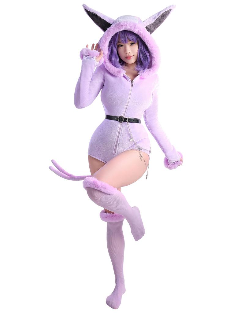 Mobbunny Cat Cosplay Bodysuit Hoodie Fleece Monster Cute Costume Tail S-XL
