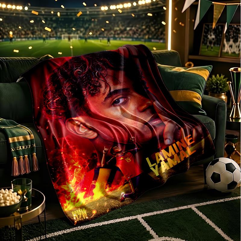 Football Spirit Ya-mal Coperta Leggera Ideale Coperta da Letto Perfetta per Viaggi, Campeggio, Soggiorni, Uffici, Divani, Regalo di Natale per Fan