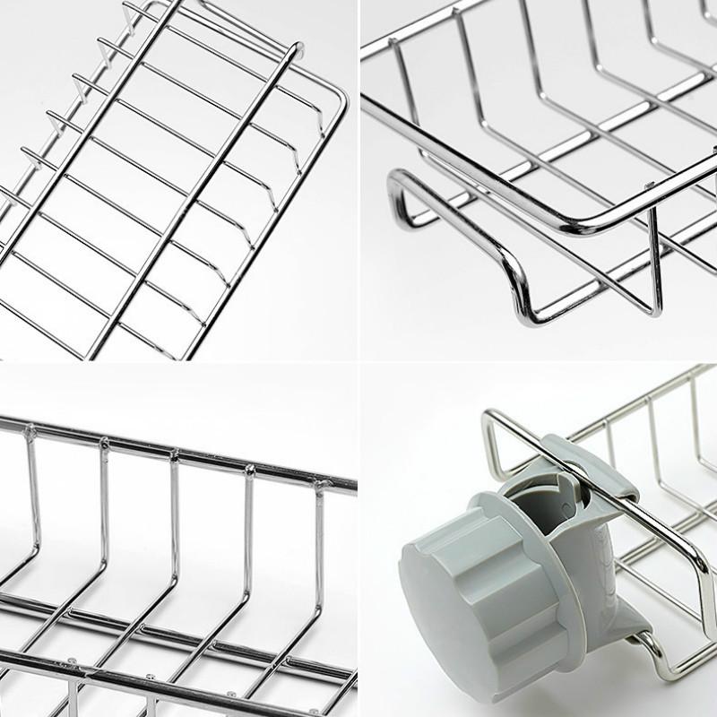 Adjustable Kitchen Drainer Rack Steel Sponge Holder Storage Organizer Soap Dish Sink Faucet Drying Rack Bathroom Accessories