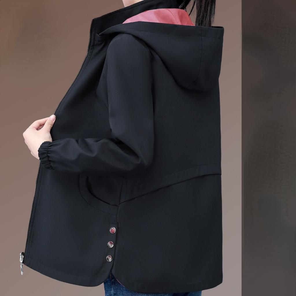 Windbreaker Hooded Coats Oversized Jackets Women's Spring Autumn Fashionable Outerwear for Mums Women's Tops
