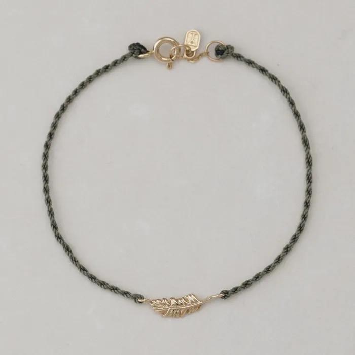 [14k]_feather of freedom cord bracelet.
