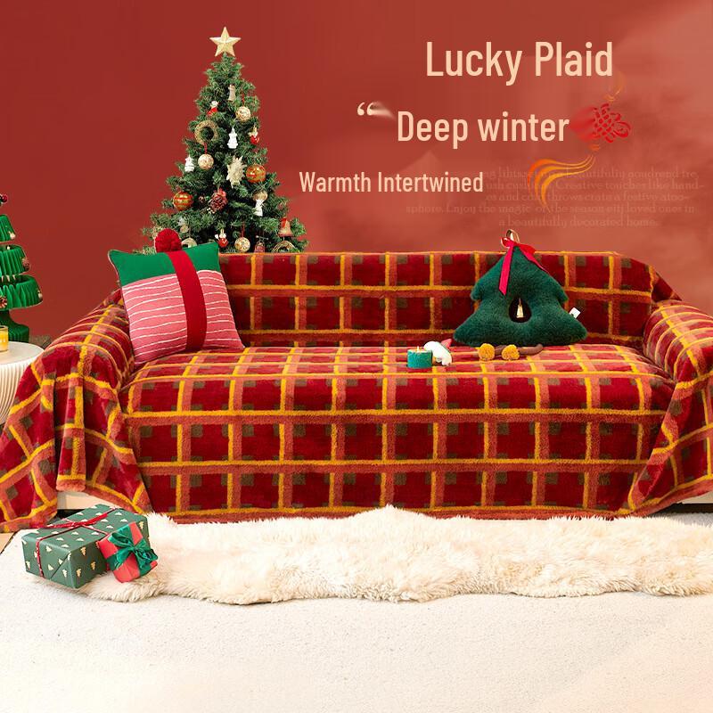 Hàndùn Lucky Plaid Christmas Red Sofa Cover