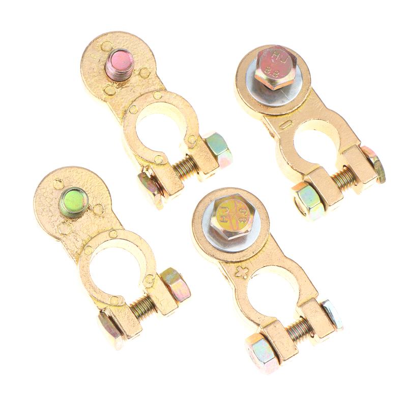 2Pcs M8 M10 Car Battery Terminal Wire Clamps Brass Positive Negative Top Post Connectors Battery Terminal Clips