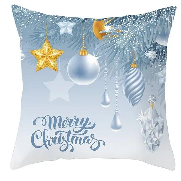 Winter Blue Christmas Pillowcase Home Snowflake Snowman Tree Pillowcase Home Decoration Cushion Cover