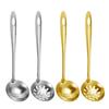 Golden Stainless Steel Long-Handle Ladle & Skimmer Spoon for Soup, Porridge, Hot Pot, and Kitchen Use