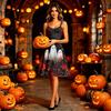 Womens Halloween Printed Dress Spaghetti Strap Off Shoulder Sleeveless A Line Midi Dress with Tie Detail
