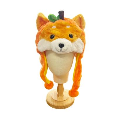 [LamPlanning] Reisender Mameshiba Tierhut, Niedliche Plüsch-Kopfbedeckung, Flauschiger Hut, Partyzubehör, Kigurumi, Halloween (Orange)