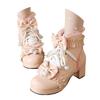 Stivaletti Corti da Donna Carini alla Moda Divertenti Lacci Nodo Punta Tonda Stivali da Schiava per Esterno Donna Zip Tacco Spesso e Suola Scarpe con Lacci