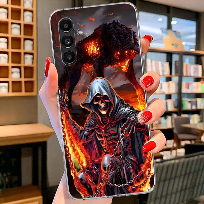 Death Grim Reaper Skull Scythe Phone Case For Samsung Galaxy A17 A37 A57 A16 A26 A36 A56 A15 A25 A35 A55 A14 A24 A34 A54 A13 A23