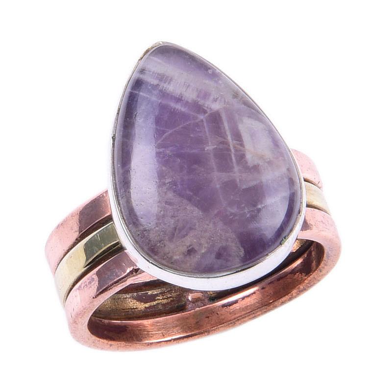 Natural Tiffany Stone Gemstone 925 Sterling Silver TwoTone Gift Ring S.6 S8I13