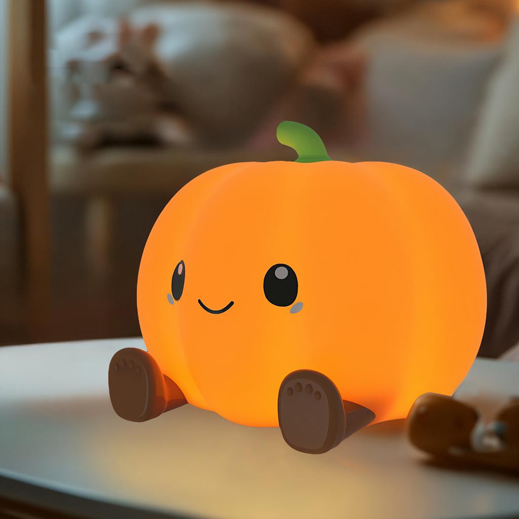 LED Pumpkin Night Light Timing Dimmable Nursery Nightlight Type-C Charging Cute Bedside Touch Lamp for Bedroom Living Room Decor
