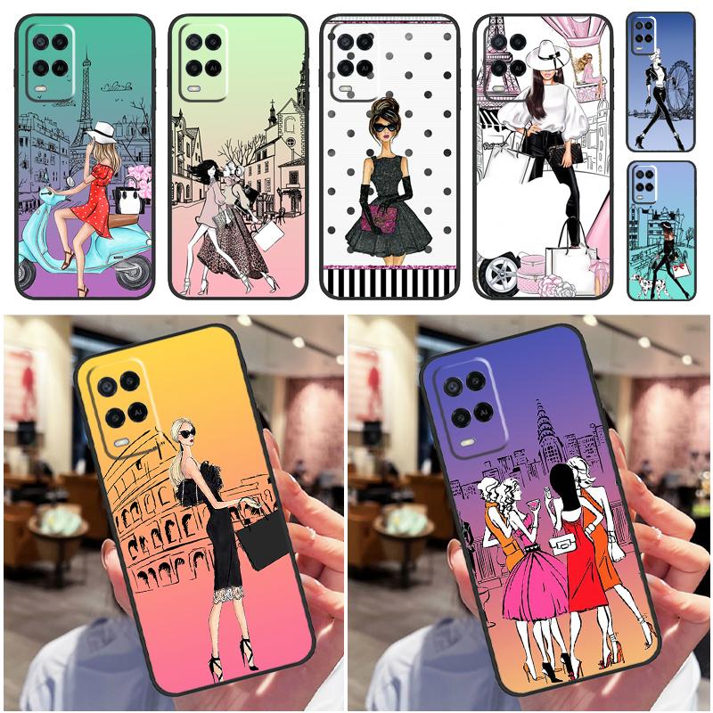 Fashion Girl For Oppo A80 A60 A40 A94 A54 A98 A78 A18 A38 A58 A16 A76 A96 A17 A77 A74 A57S A15 Phone Case