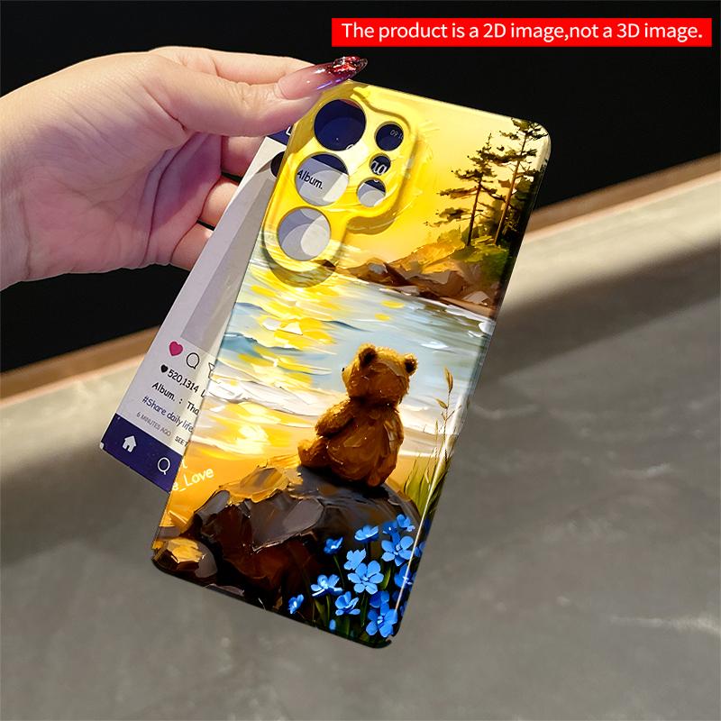 2DFlat Samsung Phone Case Teddy Bear Sunset Beach Scene Applicable To Galaxy S23 S24 S25ULTRA S26 A12 A14 A15 A16 A54 A55