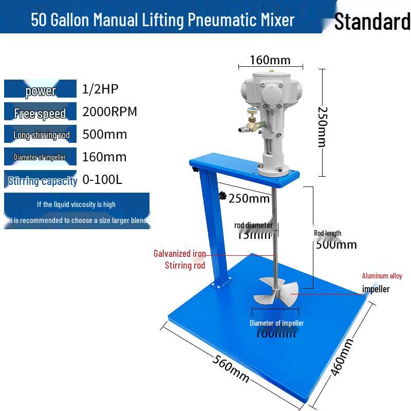 Manual Lift Pneumatic Barrel Mixer