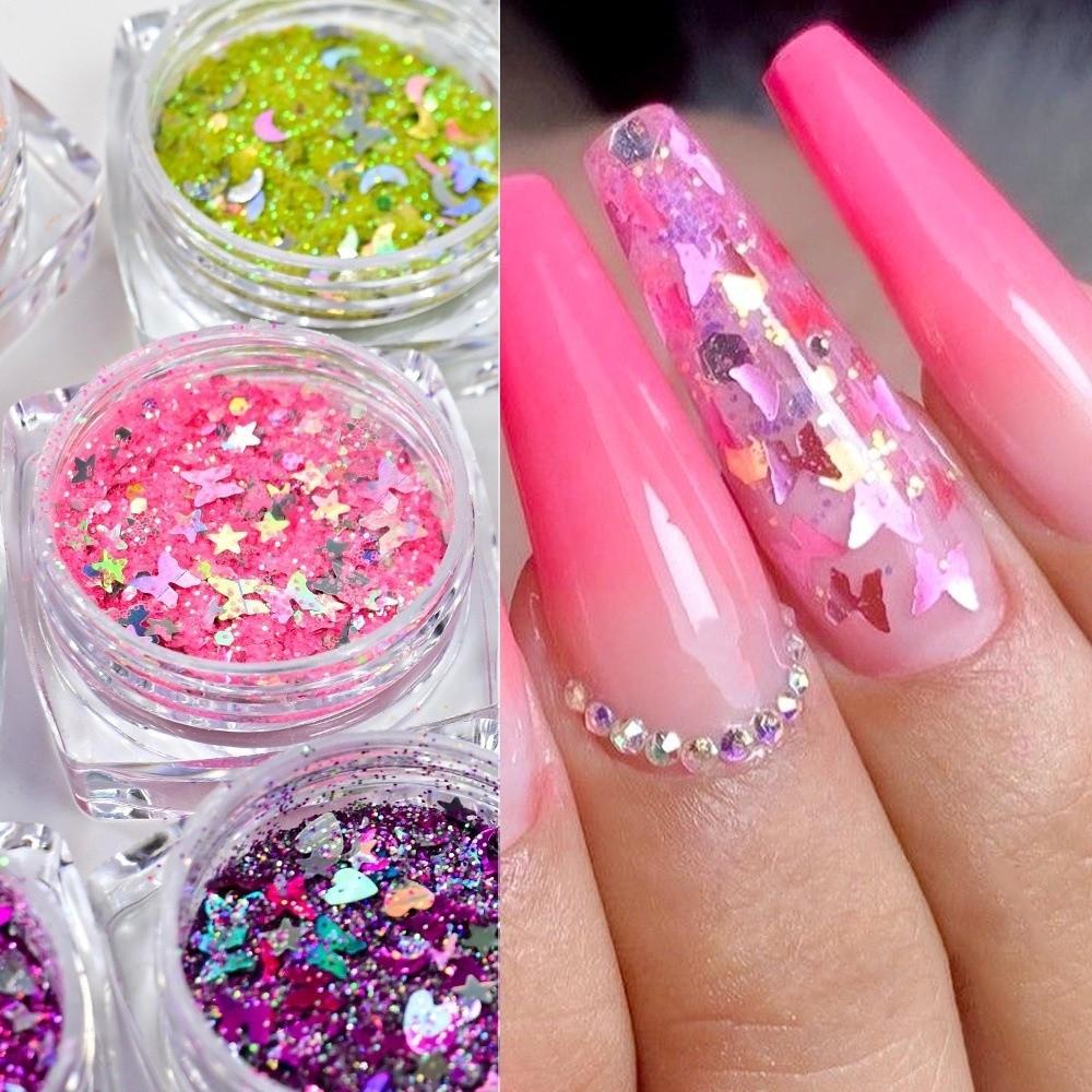 Fashion Ultra-Thin Nail Glitter Multicolor Turtle Scales Flakes Nail Sequins Sparkly Glitter Nail Stickers DIY Nail Art