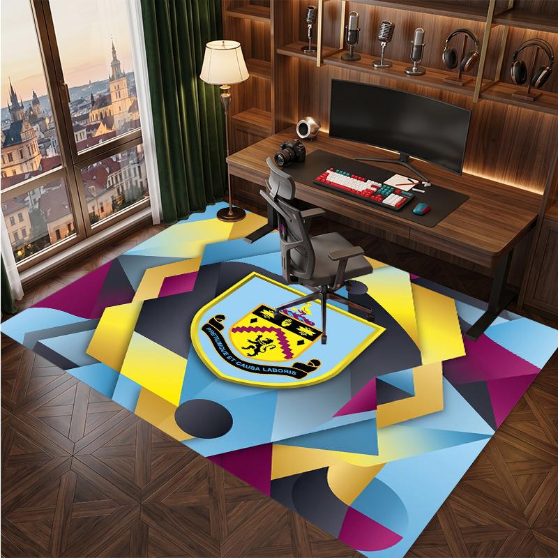 Burnley Football Print Crystal Velvet Rug, Comfortable Water Absorbent Non Slip Indoor Floor Carpet