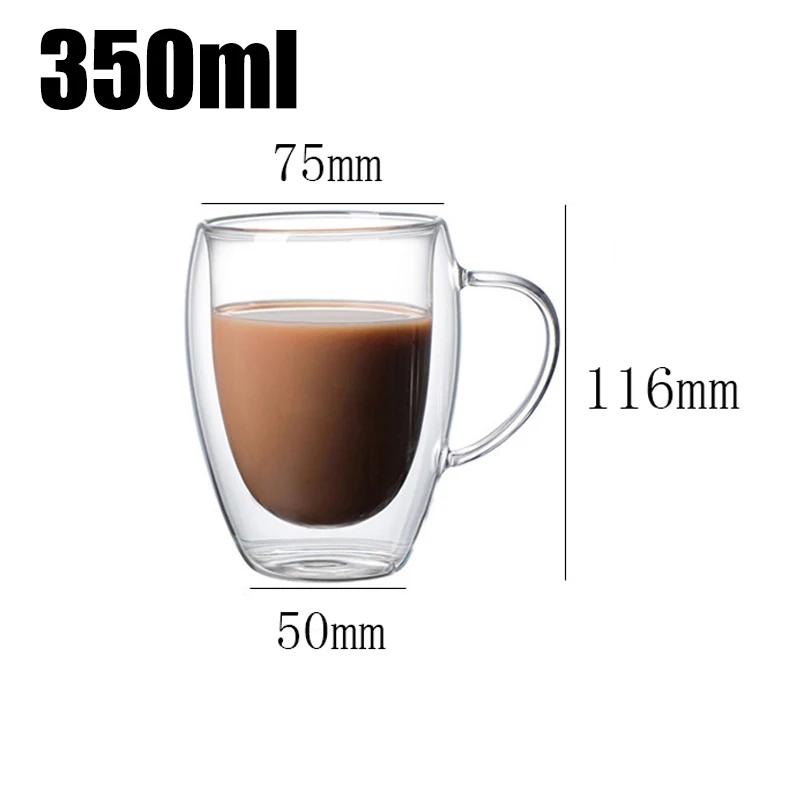 High-grade Double-layer Insulated Glass Cup Coffee Tea Drink Water Beer Creative Transparent Mug Gift Household Office Use Sets