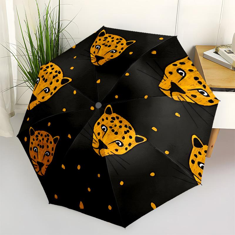 1pc Leopard Spots Automatic Open/Close Umbrella, Windproof, Folding Compact Umbrella with Lightweight Design for Women/Men071