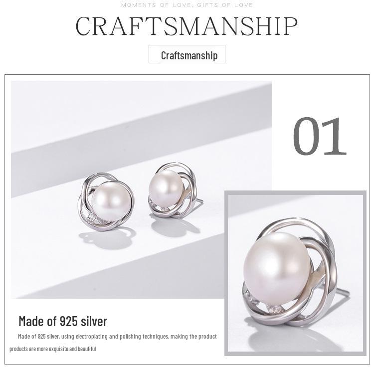 2024 Light Luxury 925 Sterling Silver Freshwater Pearl Stud Earrings for Women