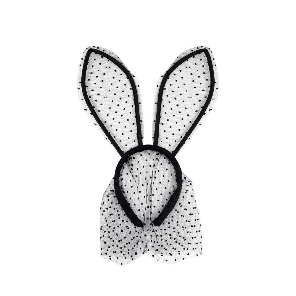 Spets Spets Ansiktsmask Ansiktsslöja Cosplay Hårband Elegant Kaninöron Hårband för Halloween