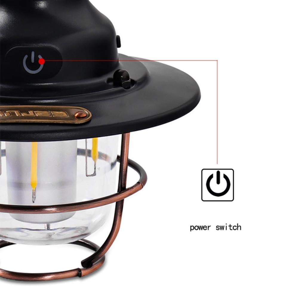 LED Vintage Laterne Outdoor Hängende Campinglaternen Tragbare Wiederaufladbare Retro Zeltlicht Antike Nachtlichter für