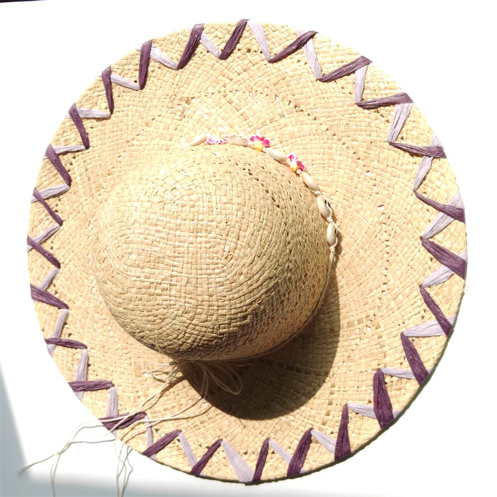 

Handmade Natural Raffia Big Brim Straw Hat Breathable Sunscreen Panama Style for Beach Holiday Women s Dame Top Sun Hat M 56-58