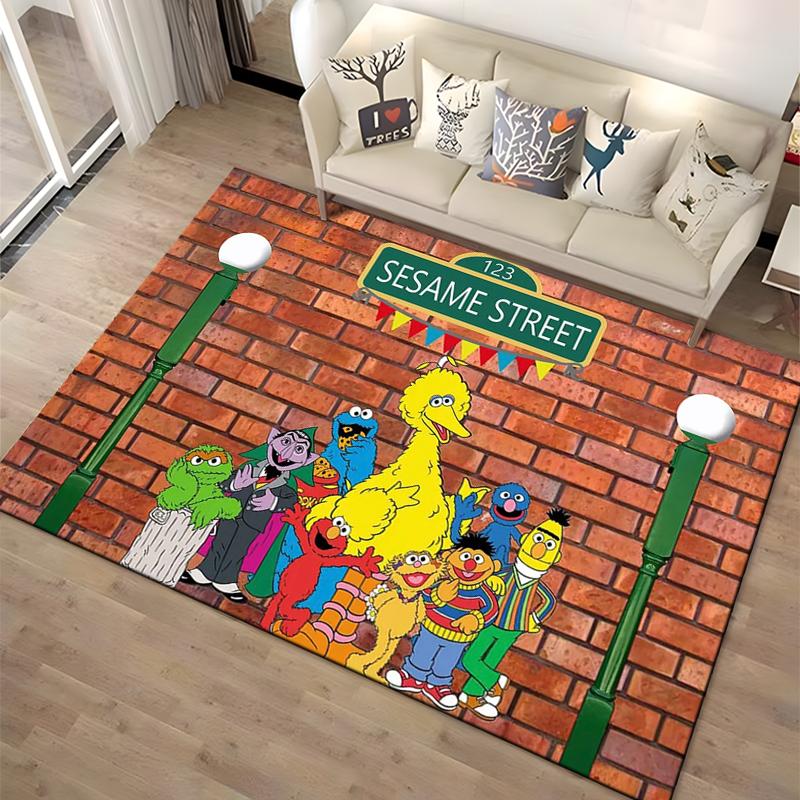 15 Sizes S-Sesame S-Street Theme Carpet Rug for Living Rooms Bedroom Entrance Door Decor Mat, Kids' Play Non-slip Mat Great Gift