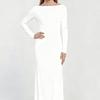 Women's Fall Long Sleeves Boat Neck Bodycon Maxi Dress Open Back Formal Dress Elegant Backless Evening Gown Party Long Dresses for Women