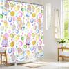 Easter Shower Curtain Cute Gnome Happy Easter Bathroom Decor Set with Colorful Easter Eggs, Cloth Fabric Bathroom Decor Set with
