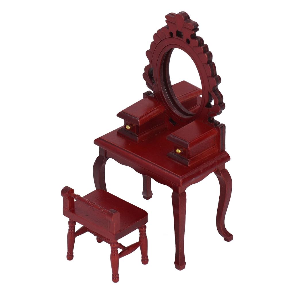 1:12 Dollhouse Dressing Table Stool Miniature Bedroom Furniture Model Decoration DIY Dollhouse