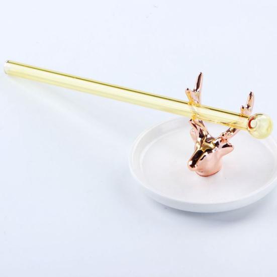 2Pcs Drinking Thickened Good Transmittance Heat Resistance Drinking Glass Creative Colorful Milk Tea Straws Daily Use