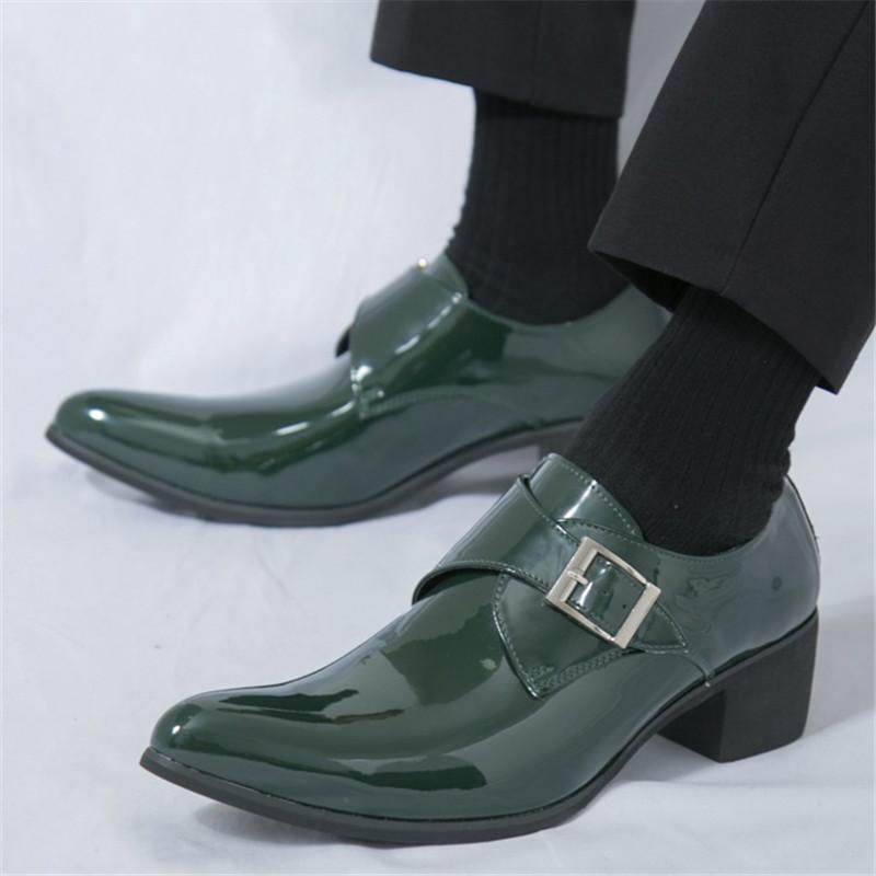 Eleganckie Mokasyny Monk Strap Męskie Designer W szpic Zielone Wsuwane Codzienne Buty Obuwie Ślubne Homecoming Zapatos Hombre