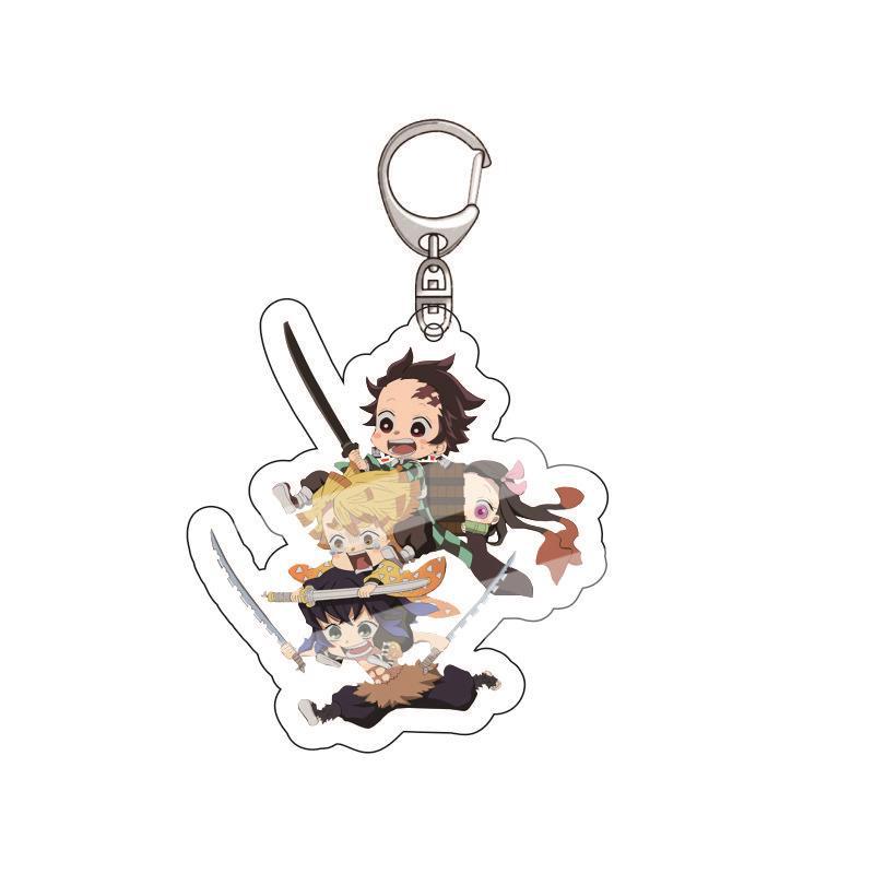Anime Demon Slayer Acrylic Keychain Tanjiro Kamado Nezuko Zenitsu Agatsuma Inosuke Hashibira Pendant Charm 4PCS Collection Beautiful Gift