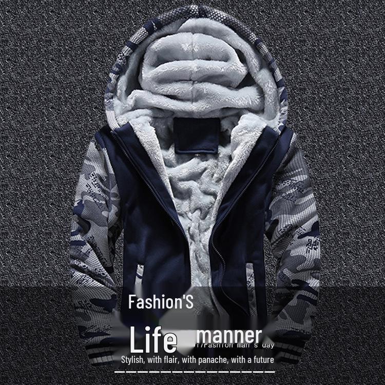 Men's Plus Velvet Cardigan - Autumn/Winter Sports Casual Sweatshirt