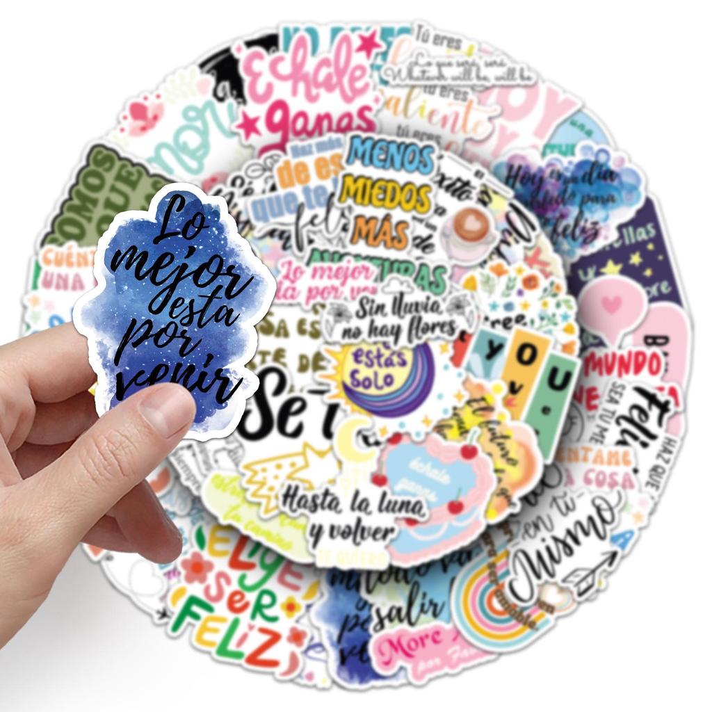 50 Spanish Graffiti Stickers - Motivational Decor for Water Bottles, Phones, Computers
