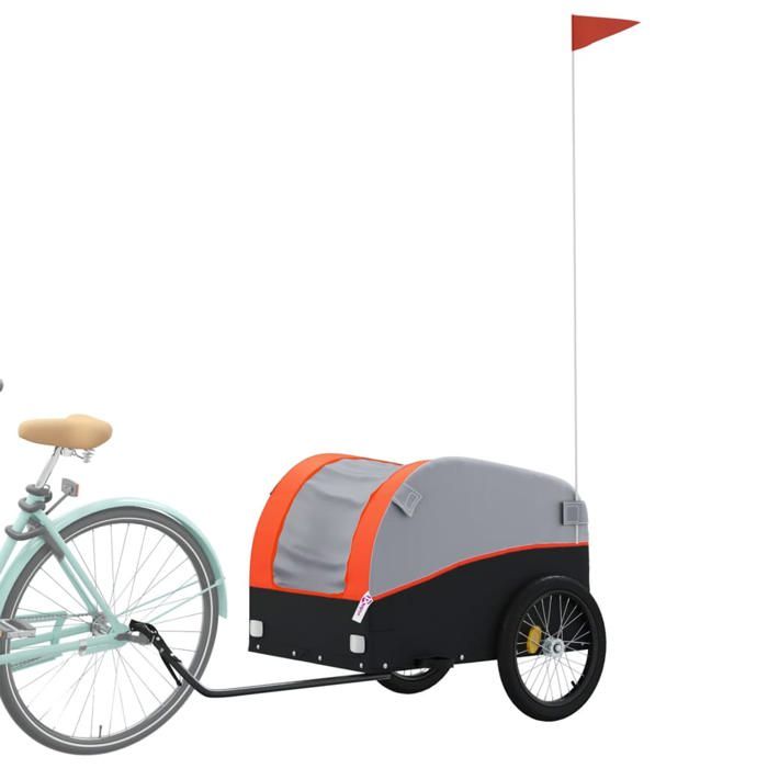 VidaXL Remorque de Vélo, Chariot de Transport avec Barre d'Attelage, Remorque à Bagages, Remorque de Bicyclette, Noir et 94124