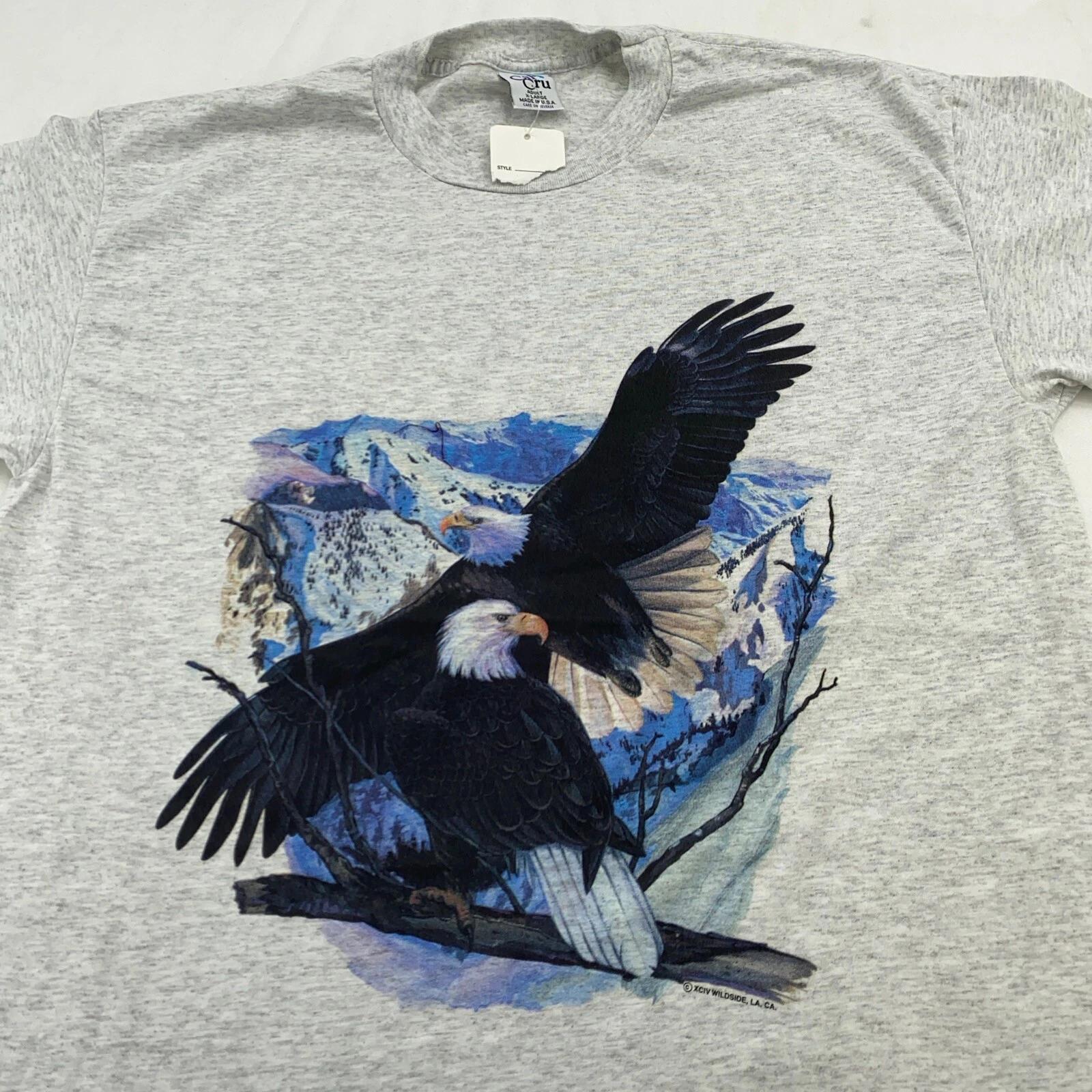 

vintage 90s AMERICAN BALD EAGLE NATURE T-Shirt LARGE winter mountain 2XL
