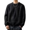 Men's Plus Size Retro Textured Sweater - Thickened Round Neck Pullover for Autumn/Winter