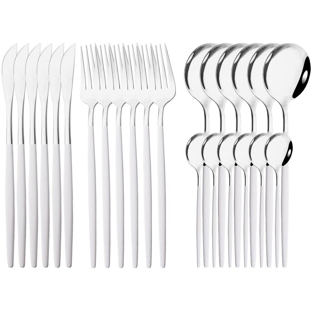 Neue 24 Teile/satz Besteck Set Edelstahl Geschirr Lila Gold Geschirr Messer Gabel Löffel Abendessen Besteck Küche Besteck