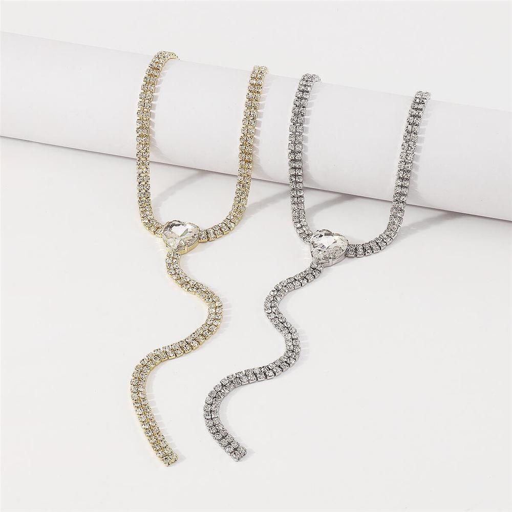 Accessories, Personalized Fashion Long Fringed Necklace Luxury, Versatile Rhinestone Neck Chain Women'S Jewelry