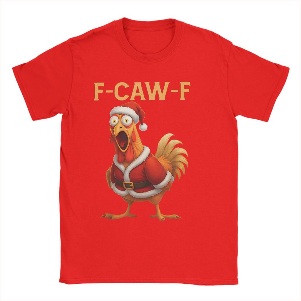 Funny Rooster F CAW F Santa Chicken Christmas Creative Print TShirt Women Summer Short Sleeve Round Neck Casual Tshirt Clothing