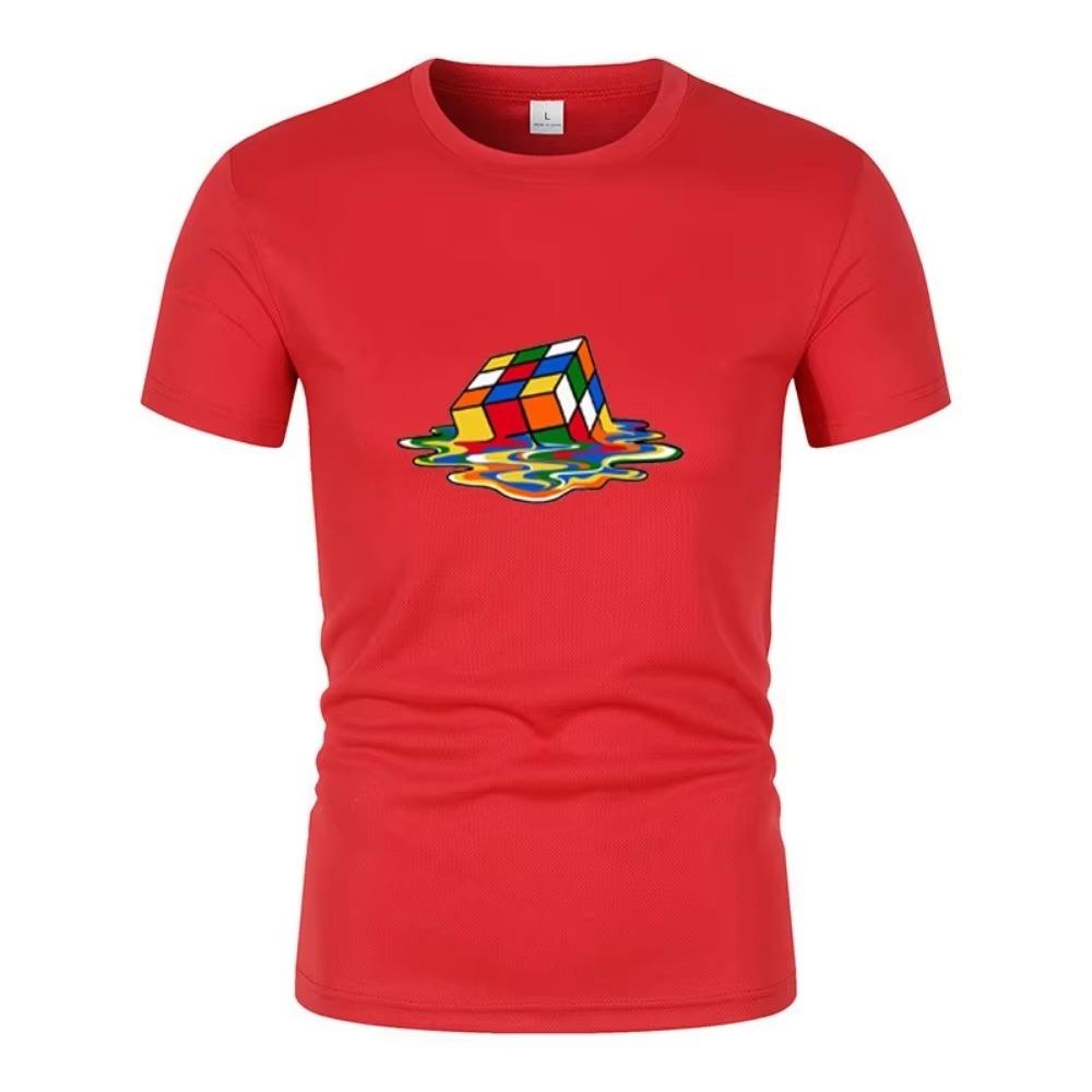 Summer New Fashionable And Interesting Rubik'S Printed Men'S Short-Sleeved T-Shirt Harajuku Street Casual Unisex Sports Top